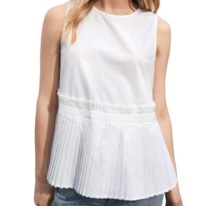 SHEIN Maija (J. Crew Style) White Pleated Sleeveless Top Size 6